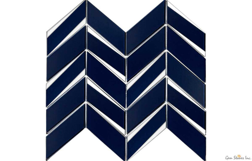 Envision Chevron Sapphire Silver Glass Mosaic