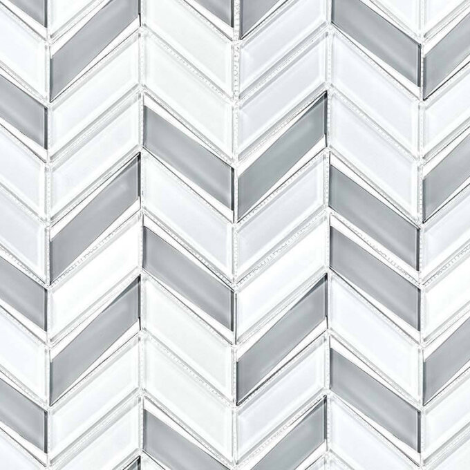 Envision Glass Chevron White & Silver Mosaic