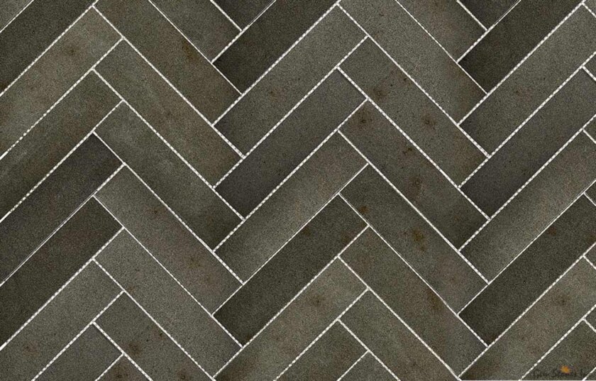 Herringbone 2x8 Basalt Marble Mosaic Variation