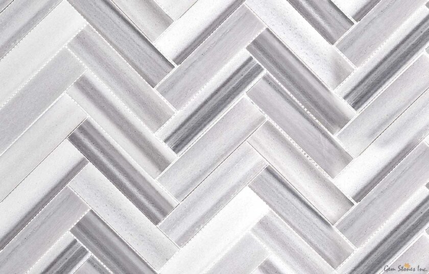 Herringbone 2x8 Equator Marble Mosaic Variation