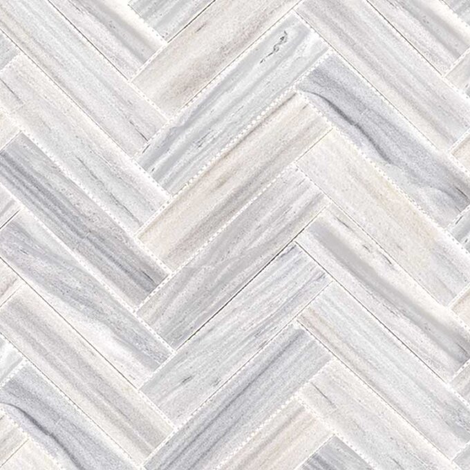 Luna Grey Marble 2"x8" Herringbone Polished Mosaic