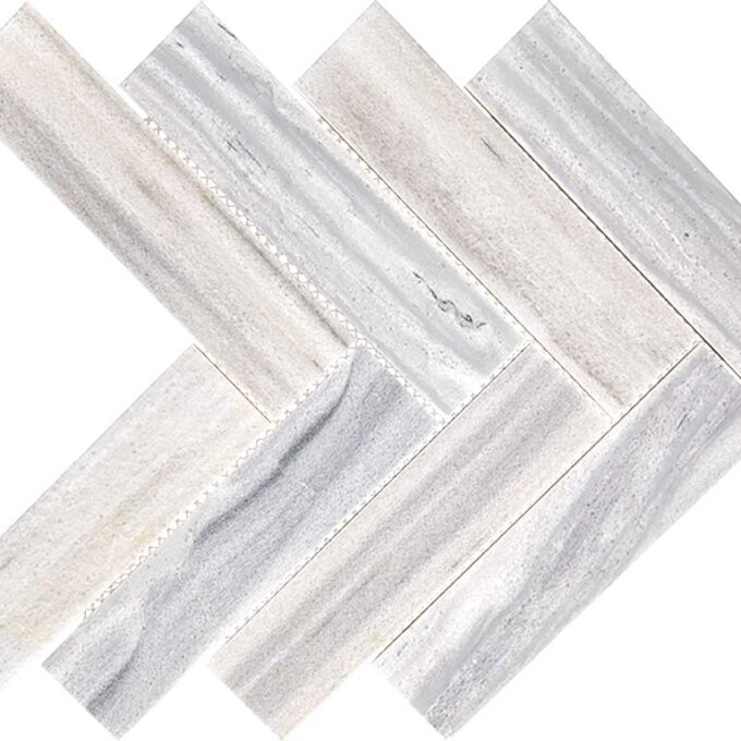 Luna Grey Marble 2"x8" Herringbone Polished Mosaic