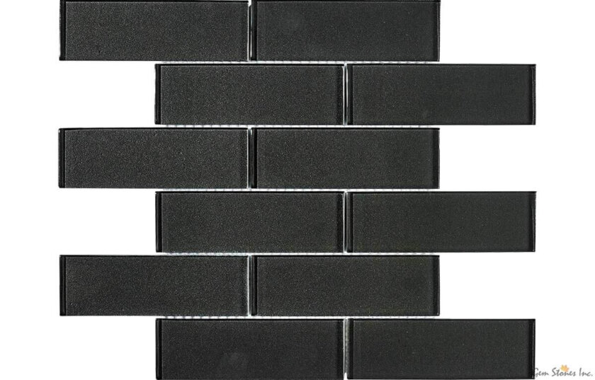 Uno 2x6 Dark Grey Glass Mosaic