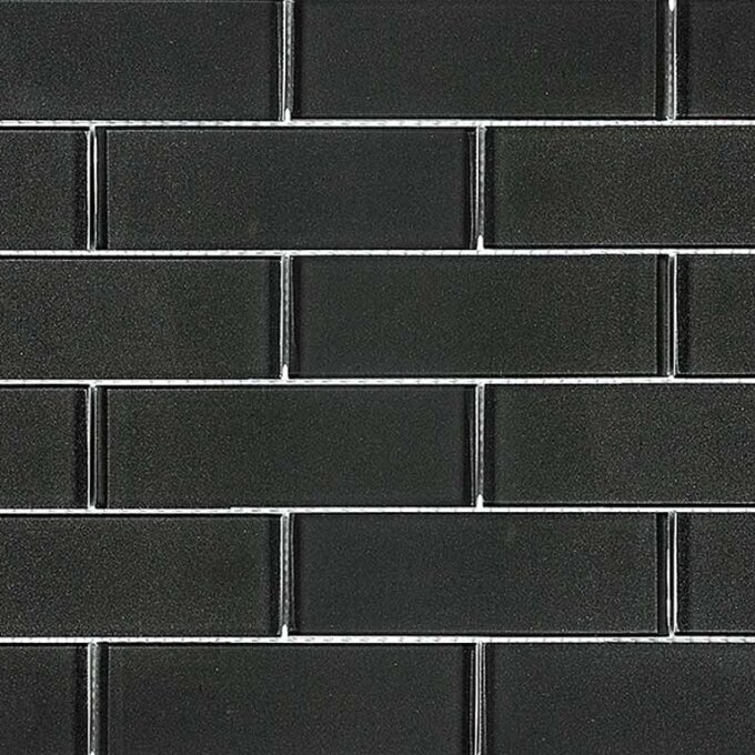 Uno Dark Grey Glass 2"x6" Glossy Mosaic