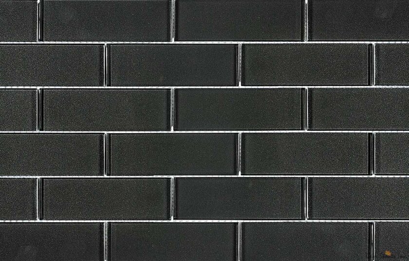 Uno 2x6 Dark Grey Glass Mosaic Variation