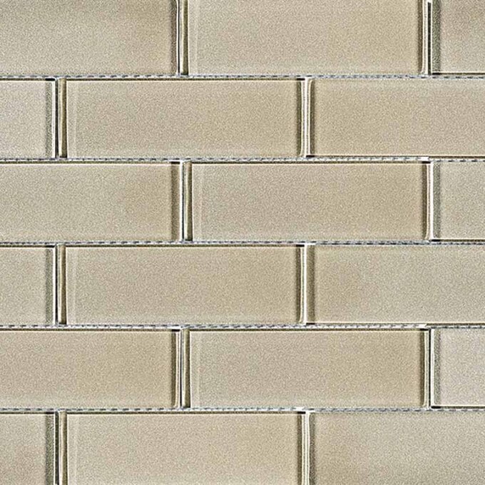 Uno Taupe Glass 2"x6" Glossy Mosaic