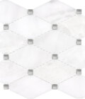 Venetian White Octagon Silver Dots Honed Marble Mosaic