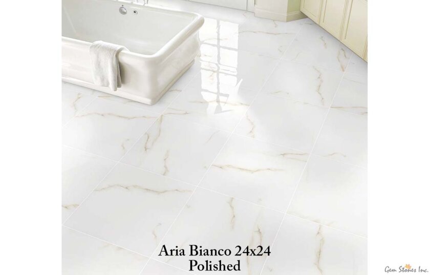 Aria Bianco 24x24 Polished Porcelain Tile Installed 2