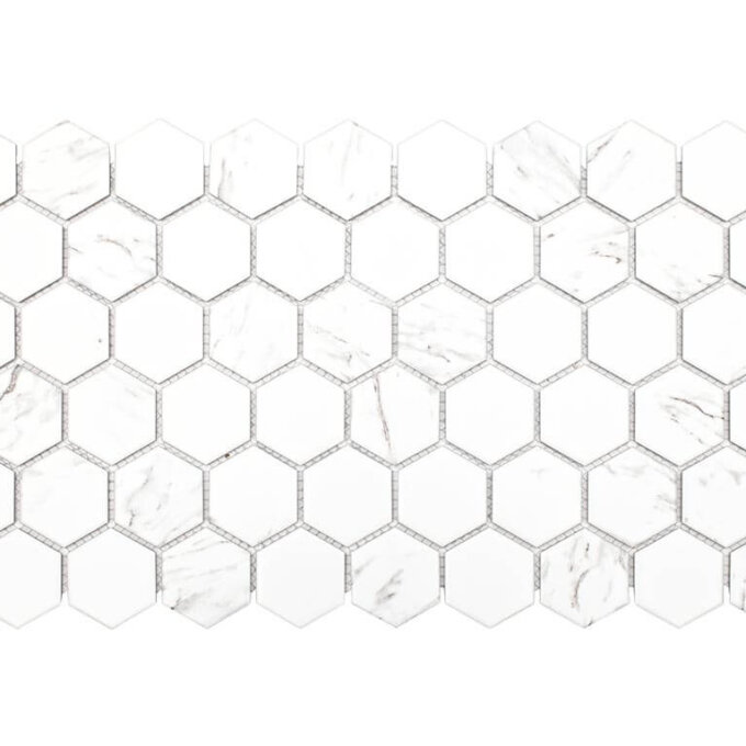 Carrara 2" Hexagon Glazed Porcelain Mosaic