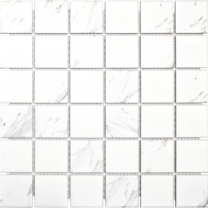Carrara 2"x2" Square Glazed Porcelain Mosaic