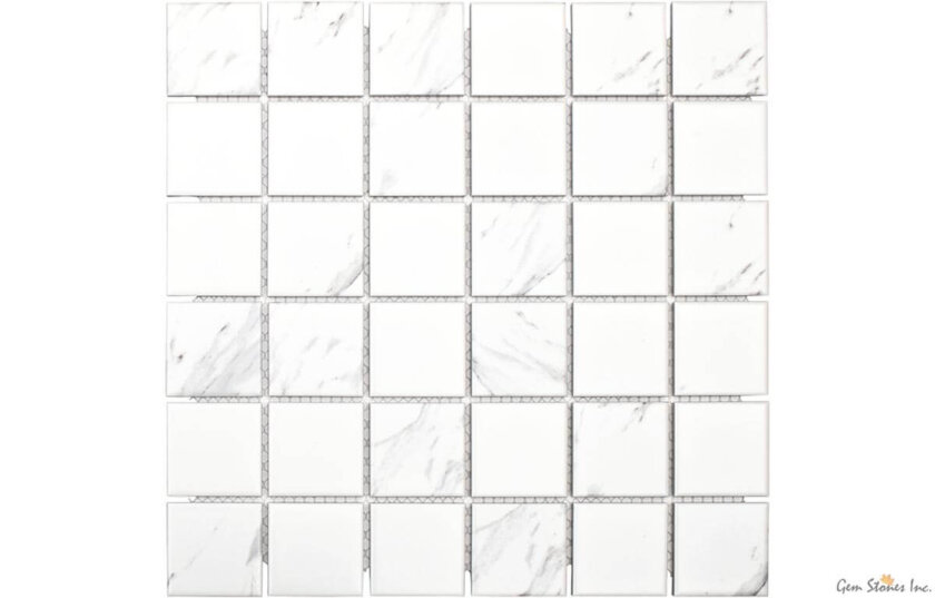 Carrara 2x2 Squares Porcelain Glazed Mosaic 2