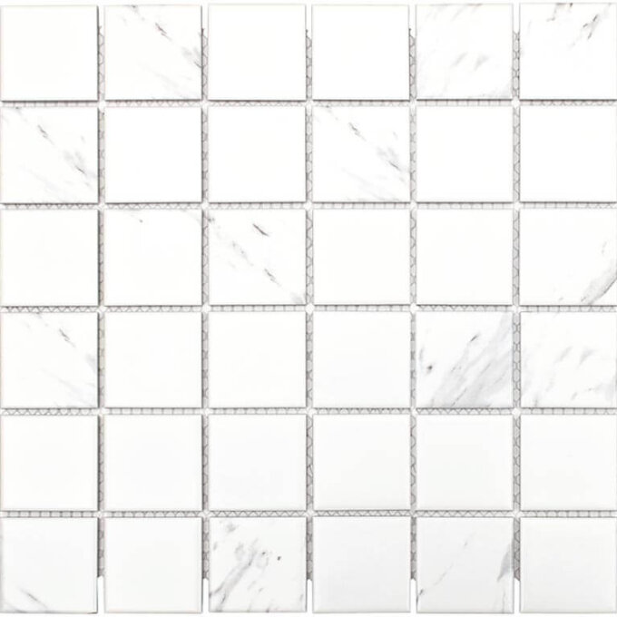 Carrara 2"x2" Square Glazed Porcelain Mosaic