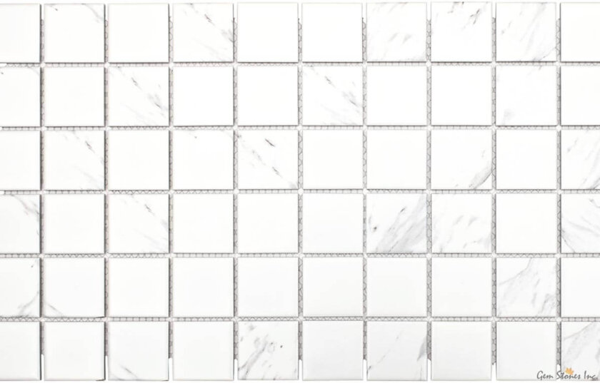 Carrara 2x2 Squares Porcelain Glazed Mosaic Variation