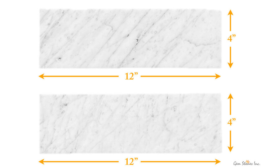 Carrara 4x12 Brick Polished Mosaic Size