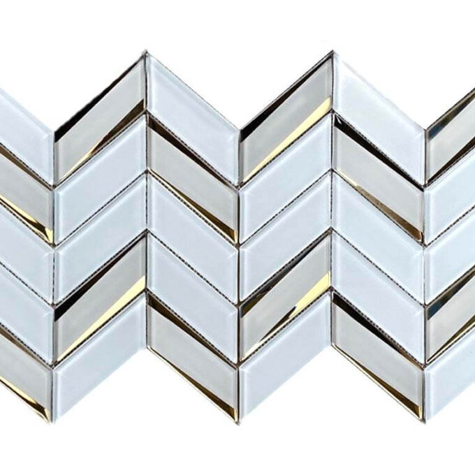 Envision Glass Chevron White & Gold Mosaic