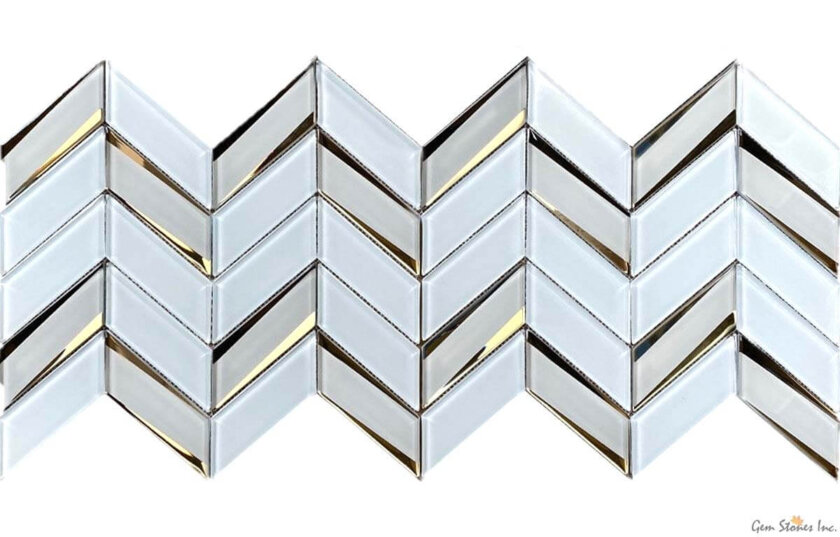 Envision Chevron White Gold Glass Mosaic Variation