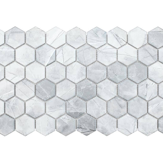 Grey 2" Hexagon Glazed Porcelain Mosaic