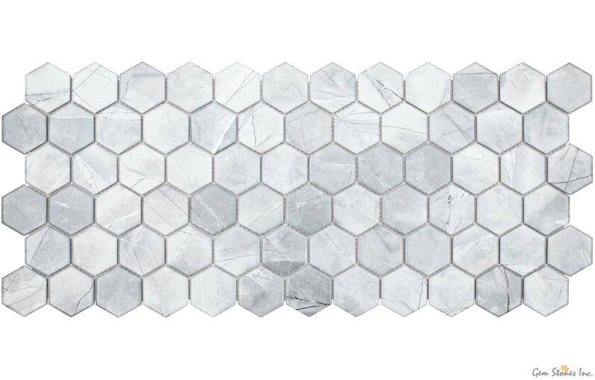 Grey 2" Hexagon Glazed Porcelain Mosaic Variation