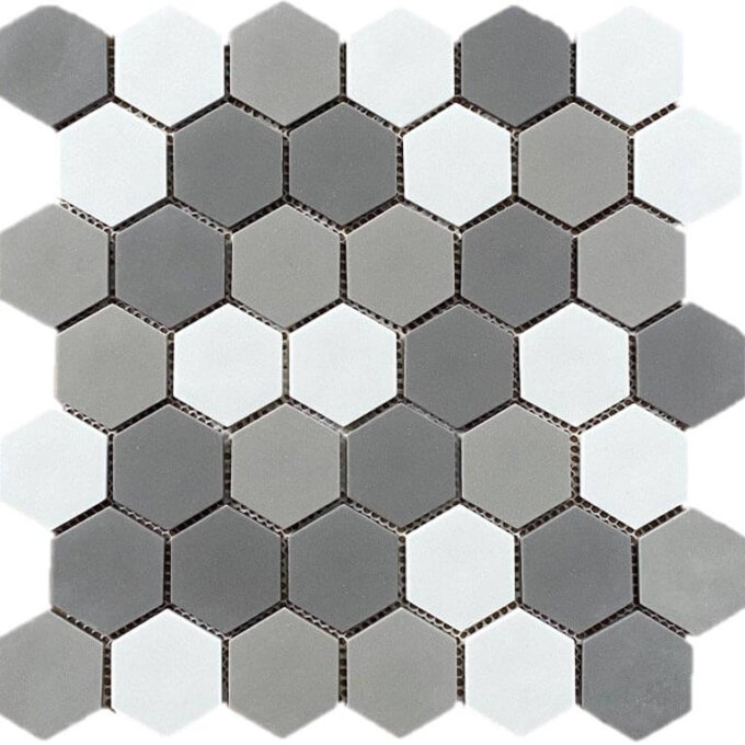 Upcycle Dark 2 Hexagon Recycled Glass Mosaic