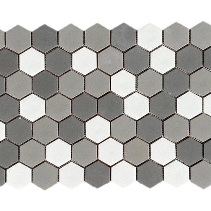 Upcycle Dark 2" Hexagon Recycled Glass Matte Mosaic