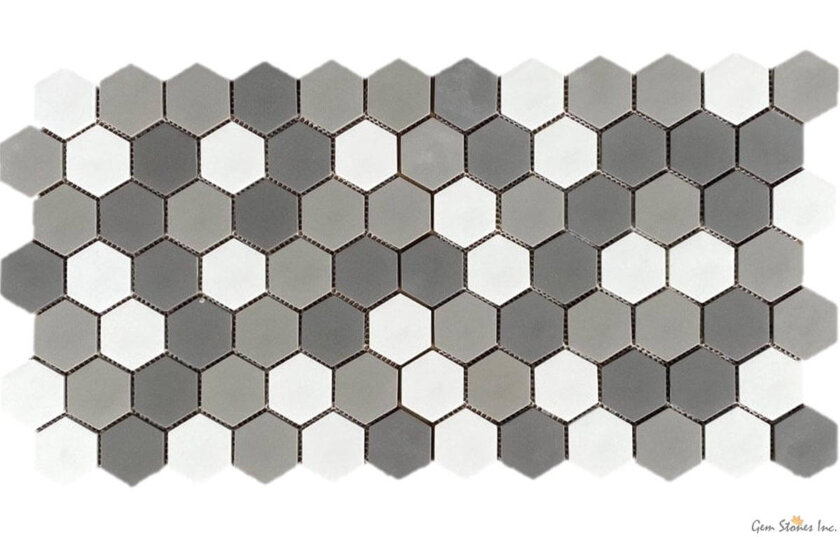 Upcycle Dark 2 Hexagon Recycled Glass Mosaic Variation