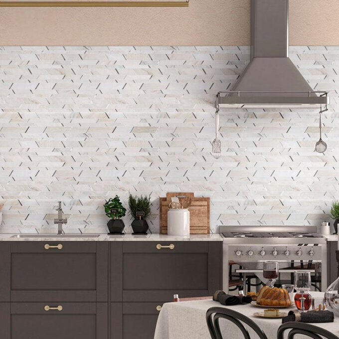 Metro Silver Pattern Marble Mosaic