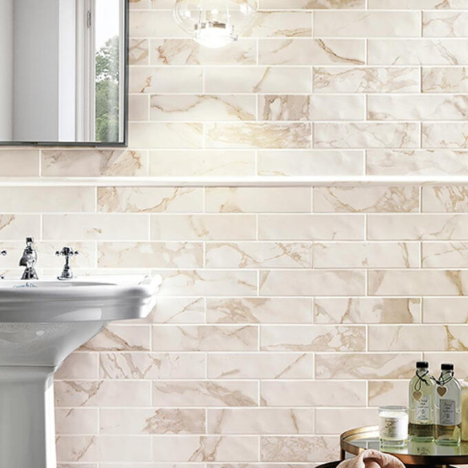 Roma Calacatta 3"x12" Matte Porcelain Tile