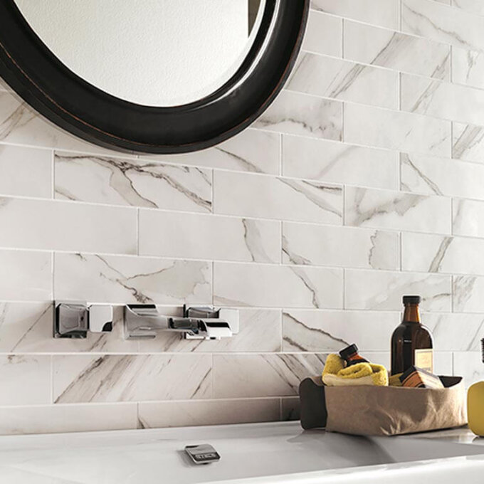 Roma Statuario 3"x12" Matte Porcelain Tile