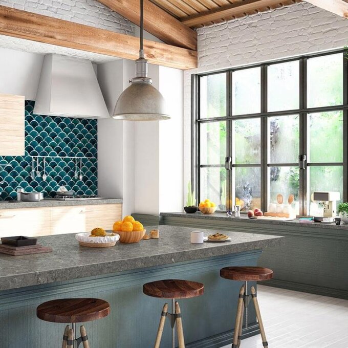 Azul Scallop Porcelain Mosaic