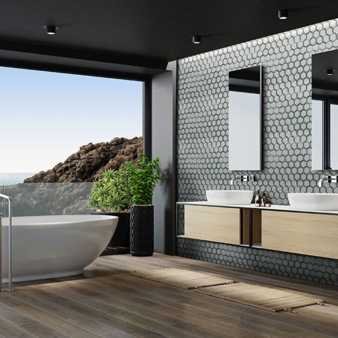 Ice Beveled 3" Hexagon