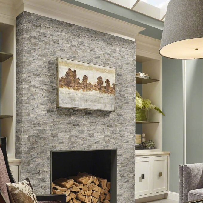 Silver Travertine Ledger Panel