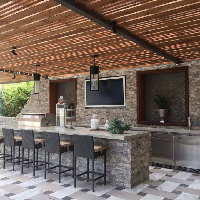 Silver Travertine Ledger Panel