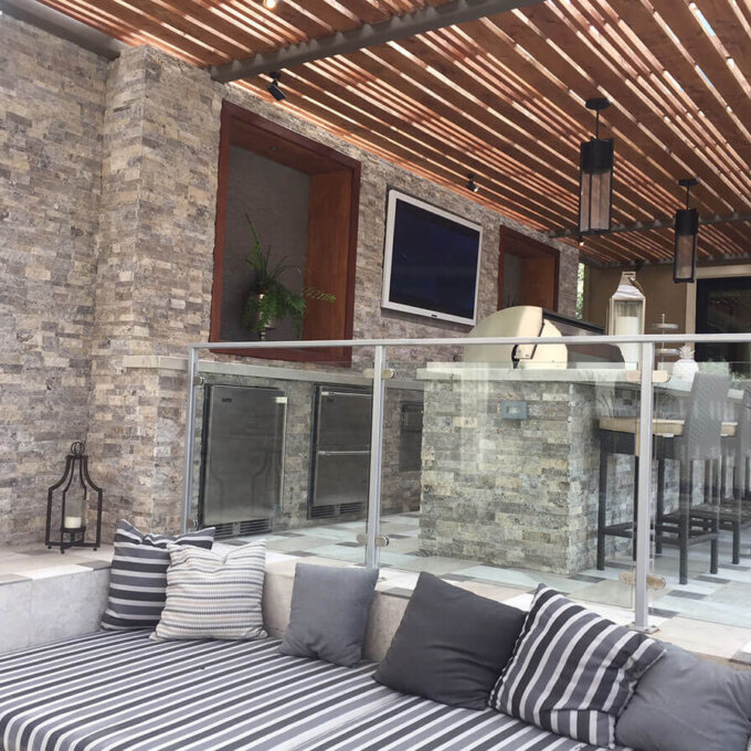 Silver Travertine Ledger Panel