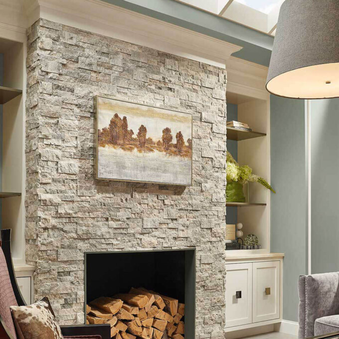 Silver Travertine Ledger Panel