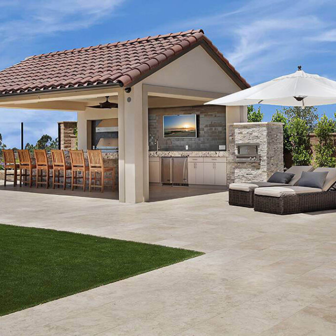 Silver Travertine Ledger Panel