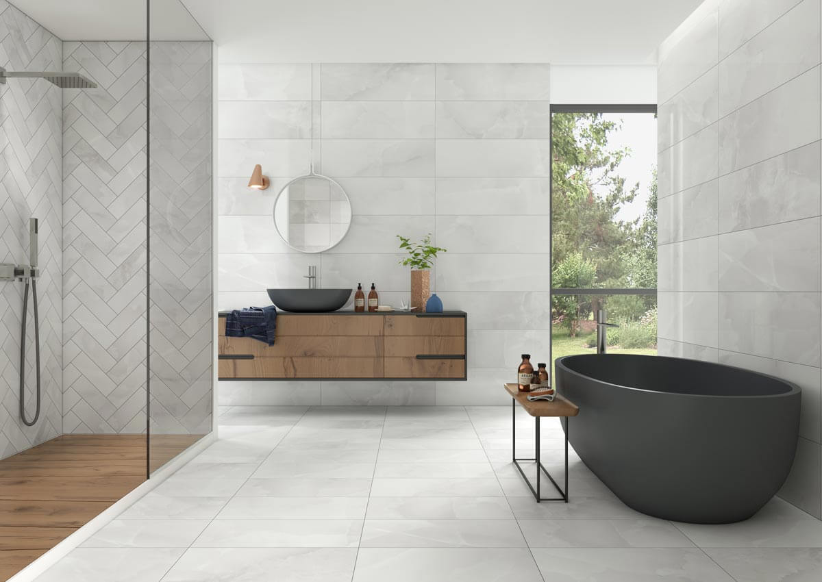 MS International Porcelain Series: 12x24 Adella White Satin Matte Finish  Wall Tile NADEWHI1224 