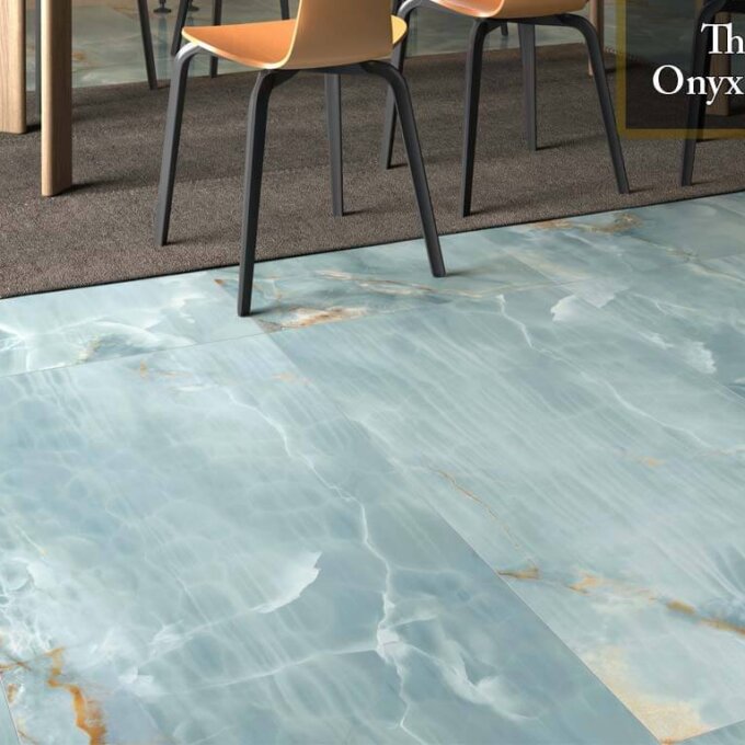 The Room Onyx Aqua Blue 24"x48" Polished Porcelain Tile