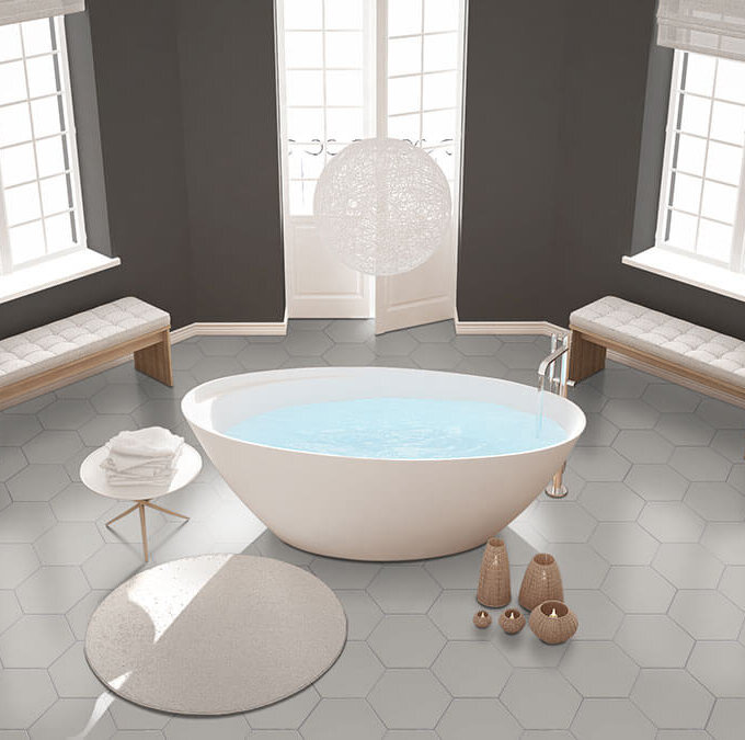 Hexley Dove 10" Matte Hexagon Porcelain Tile
