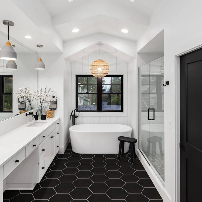 Hexley Graphite 10" Matte Hexagon Porcelain Tile