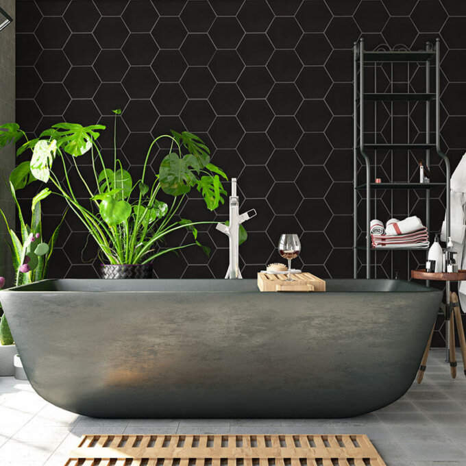 Hexley Graphite 10" Matte Hexagon Porcelain Tile