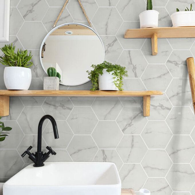 Hexley Marbello 10" Matte Hexagon Porcelain Tile