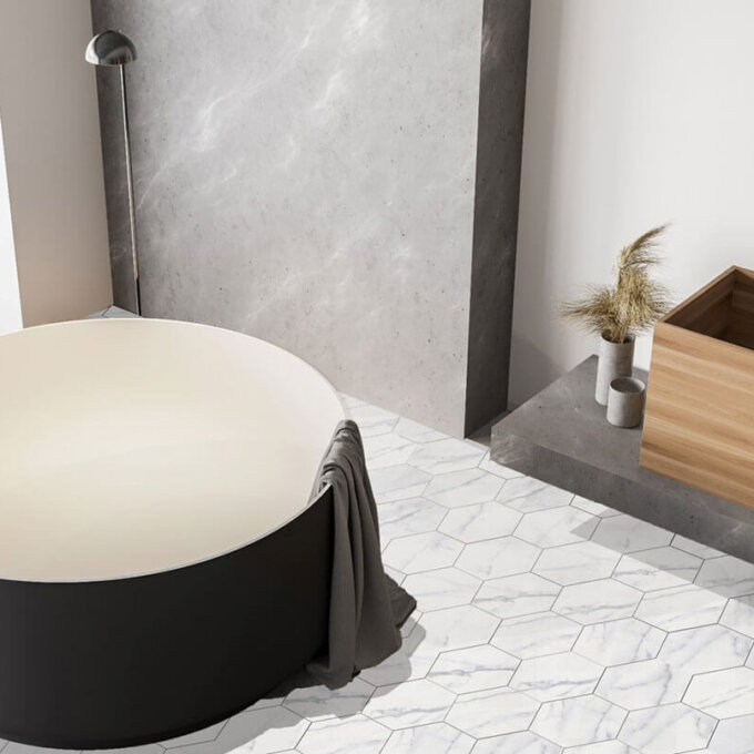 Hexley Marbello 10" Matte Hexagon Porcelain Tile