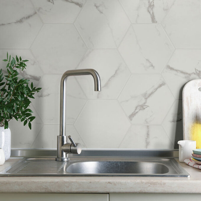 Hexley Marbello 10" Matte Hexagon Porcelain Tile