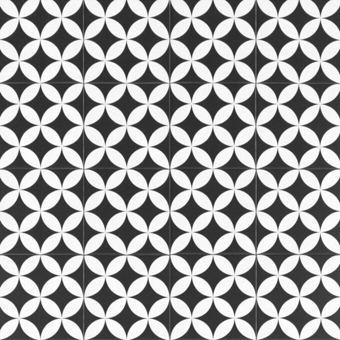 Retromix Circle BWNM 6"x6" Matte Porcelain Tile