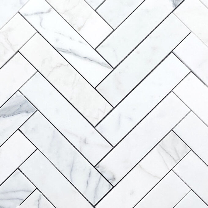 Calacatta Marble 2"x8" Herringbone Polished Mosaic