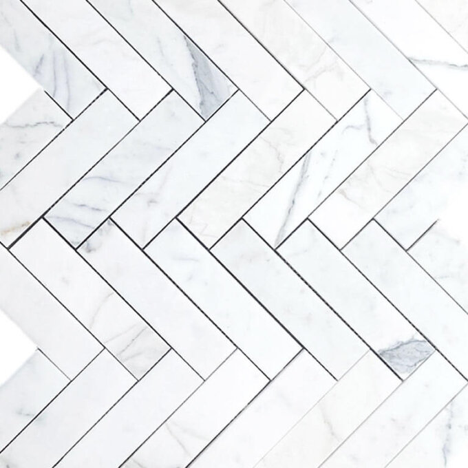 Calacatta Marble 2"x8" Herringbone Polished Mosaic