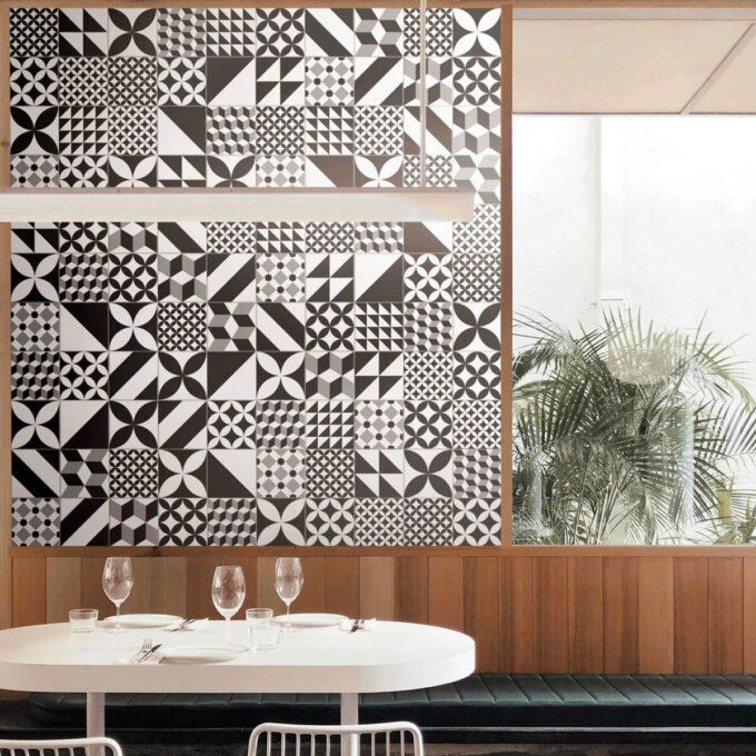 Retromix Black 6"x6" Matte Porcelain Tile