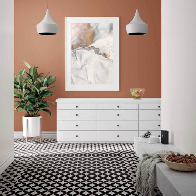 Retromix  Circle BWNL 6"x6" Matte Porcelain Tile