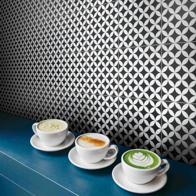 Retromix Circle BWNS 6"x6" Matte Porcelain Tile