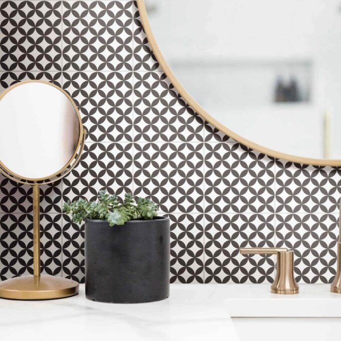 Retromix Circle BWPS 6"x6" Matte Porcelain Tile